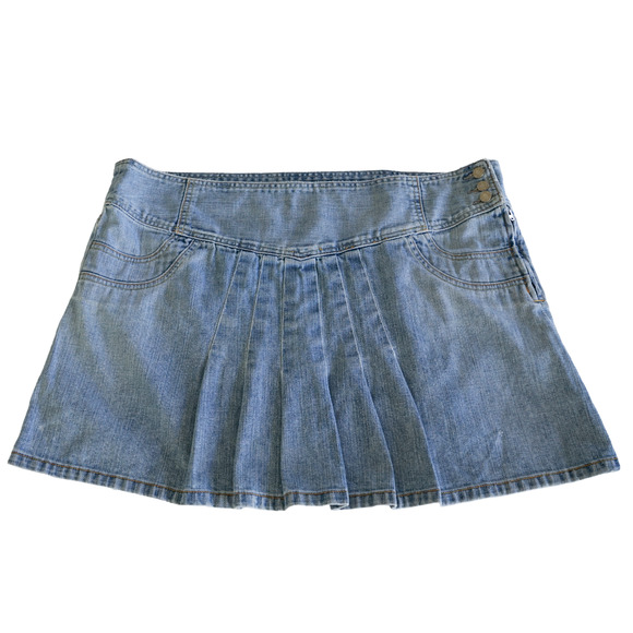 VTG Y2K Gap Jeans Denim Mini Pleated Skirt 20 Preppy Emo grunge Americana Retro - Picture 1 of 13